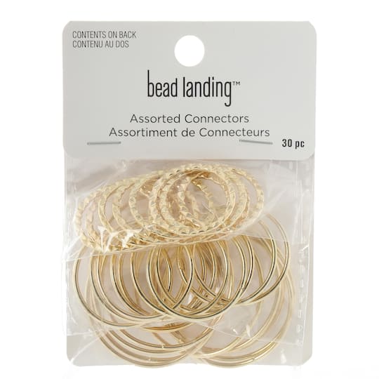 12 Packs: 30 ct. (360 total) Assorted Gold Circle Connectors by Bead Landing&#x2122;